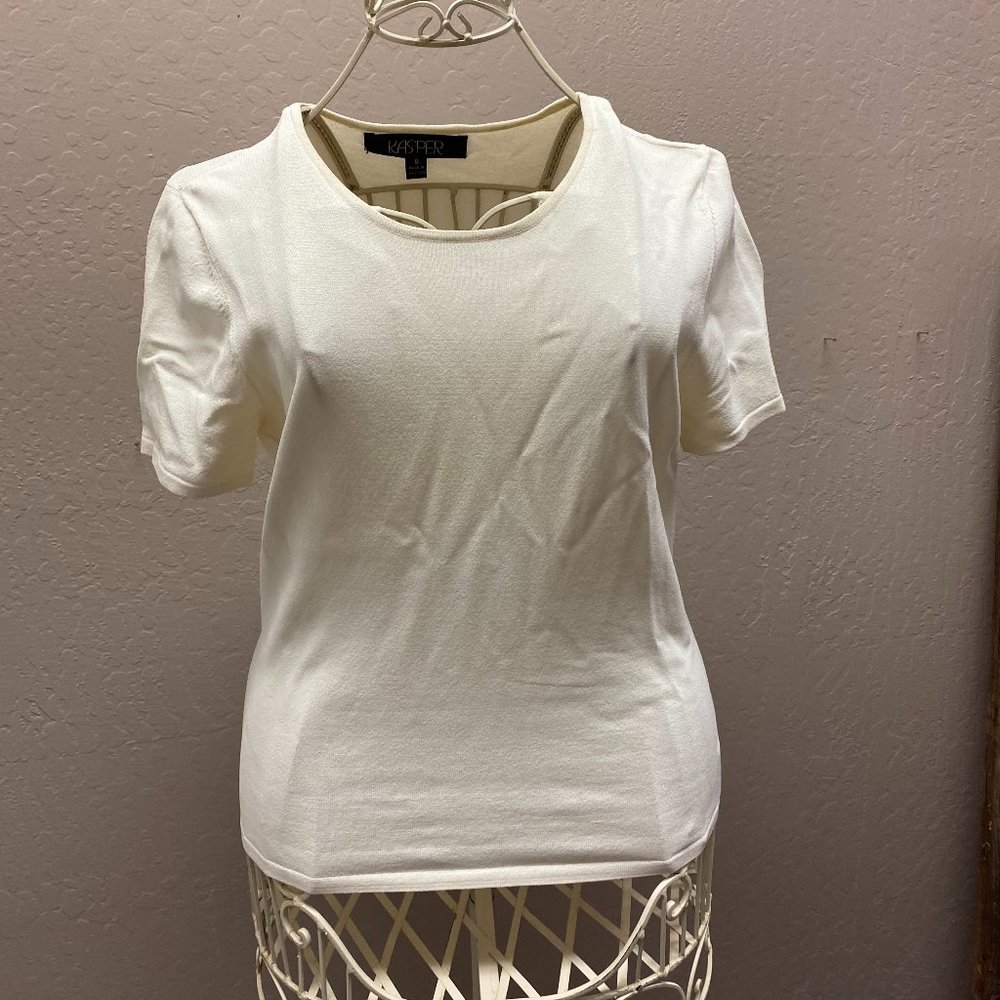 Cream short sleeve blouse